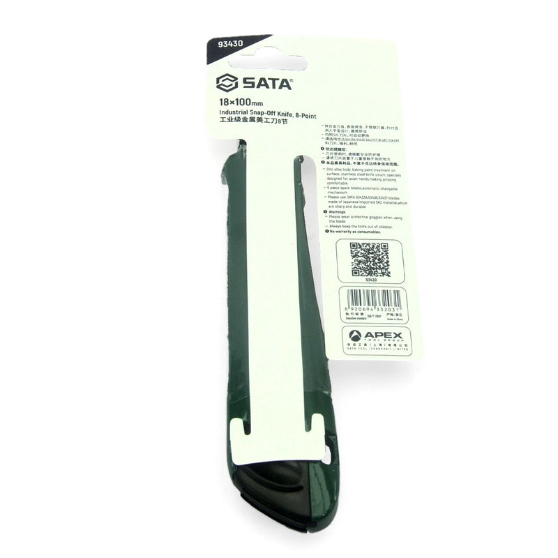 Dao chuyên dụng 18mm Thân hợp kim + tay nắm chuyên nghiệp Lưỡi dao bằng thép SK2 không gỉ SATA 93430