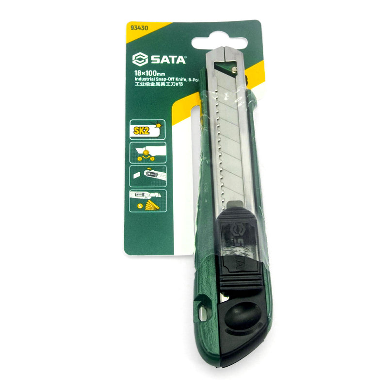 Dao chuyên dụng 18mm Thân hợp kim + tay nắm chuyên nghiệp Lưỡi dao bằng thép SK2 không gỉ SATA 93430