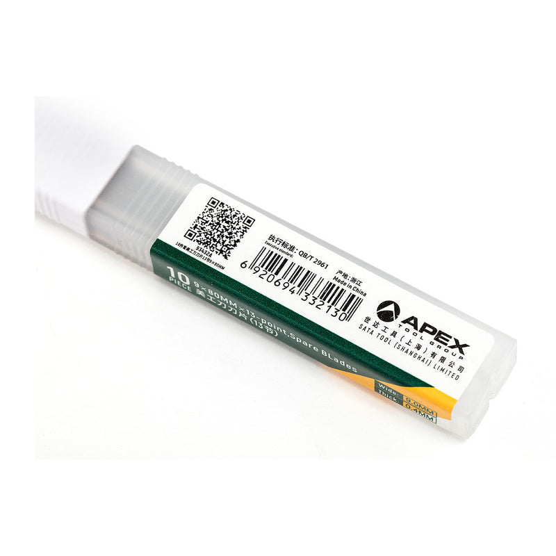 Hộp 10 lưỡi dao rọc giấy thép SK2 SATA 93432A kích thước 9mm x 80mm