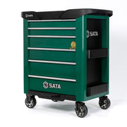 Tủ dụng cụ 6 ngăn khóa liên động SATA 95107G xanh lá tải trọng 400kg, ray bi, lót EVA, sơn tĩnh điện.