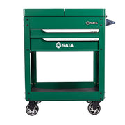 Tủ dụng cụ xe đẩy SATA 95112 xanh lá, 2 ngăn, nắp trượt, tải trọng 240kg.