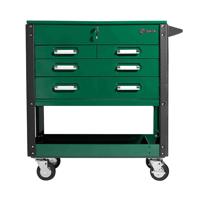 Tủ dụng cụ 4 ngăn kéo SATA 95119 màu xanh lá, tải trọng lớn, bánh xe di chuyển linh hoạt