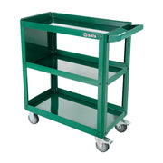 Xe đẩy dụng cụ 3 tầng SATA 95222A màu xanh lá, tải trọng 150kg, thép dày 1.2mm, bánh xe 5 inch có khóa.