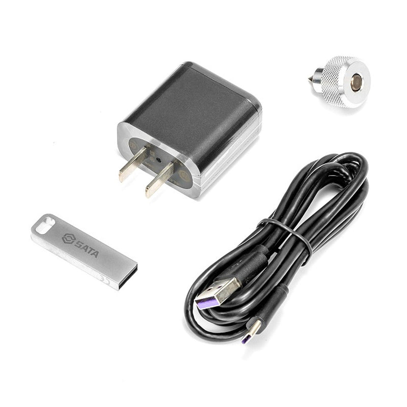 Phụ kiện cần siết lực điện tử SATA: USB phần mềm, cáp Type-C, bộ đổi nguồn, đầu siết lực.