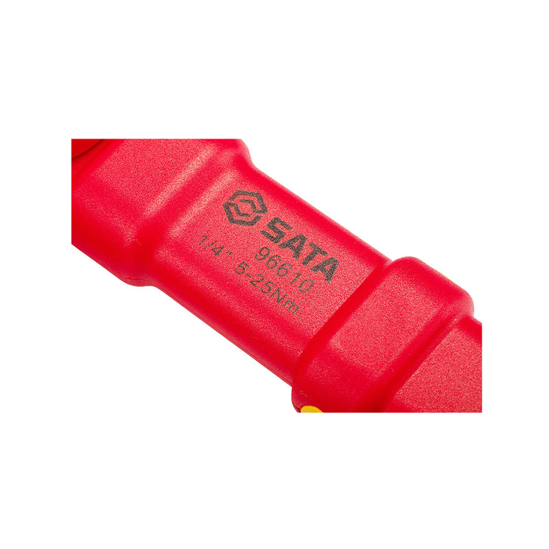 Cần siết lực tự động cách điện 1000V SATA 96610, đầu 1/4 inch , dài 285mm, dãi lực 5-25N.m. Đạt tiêu chuẩn cách điện IEC/EN 60900