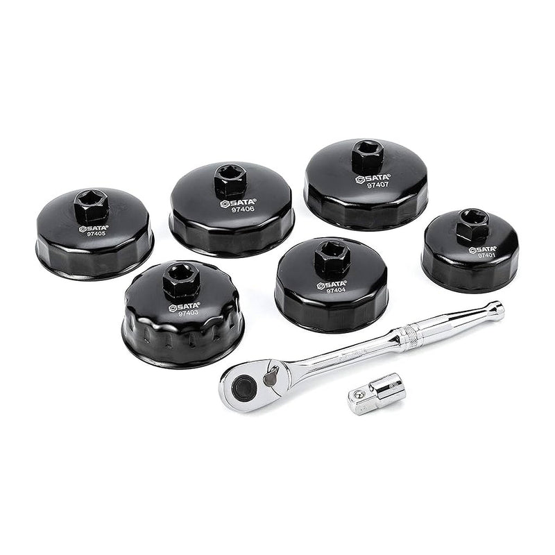 Bộ cảo chén tháo lọc dầu SATA 1/2 inch đa kích cỡ 65-93mm, thép cường lực, chống gỉ, chuyên dụng cho ô tô.