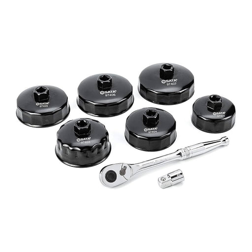 Bộ cảo chén tháo lọc dầu SATA 1/2 inch đa kích cỡ 65-93mm, thép cường lực, chống gỉ, chuyên dụng cho ô tô.