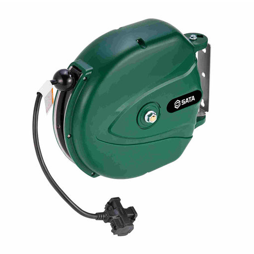 Ổ cắm điện rulo tự rút SATA 10m/15m, 3 lõi 1.5mm², dây cao su chịu lực, trục đồng thau.