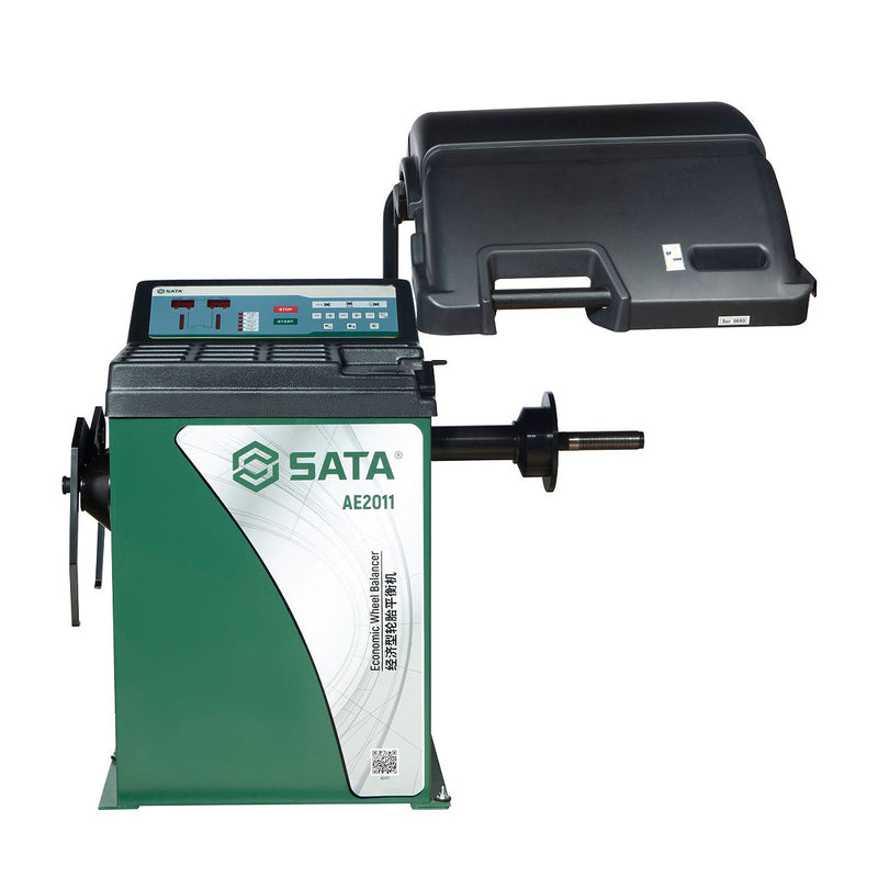 Máy cân bằng lốp tự động SATA AE2011 chính hãng, độ chính xác cao, nhiều chế độ cân bằng, phù hợp gara chuyên nghiệp.