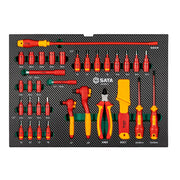 Bộ 39 chi tiết dụng cụ sửa chữa xe điện SATA AE4012 cách điện 1000V chuyên dụng.