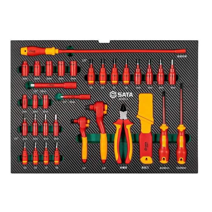 Bộ dụng cụ sửa điện cách điện 1000V tiêu chuẩn NEV Power 39 chi tiết SATA AE4012