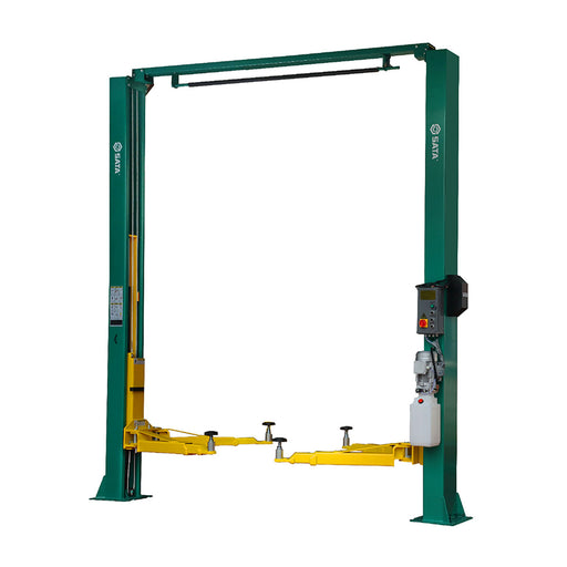Cầu nâng ô tô 2 trụ giằng trên SATA tải trọng 4 tấn, mở khóa điện.