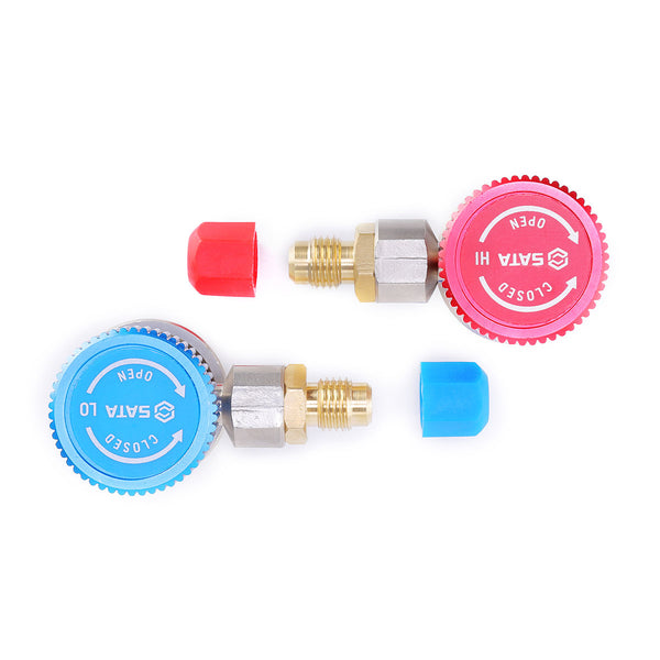 Bộ đầu nối nhanh điều chỉnh điều hòa ô tô SATA AE5742, kết nối nhanh cổng cao áp, thấp áp R134a, tương thích đồng hồ nạp gas SAE.