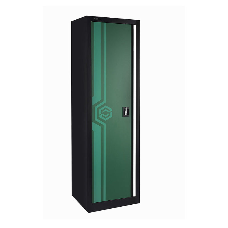 Tủ dụng cụ đứng 1 cánh SATA AE5990-1 lưu trữ chuyên nghiệp, 3 kệ điều chỉnh, tải trọng 95kg, khóa chìa, chân tăng chỉnh.