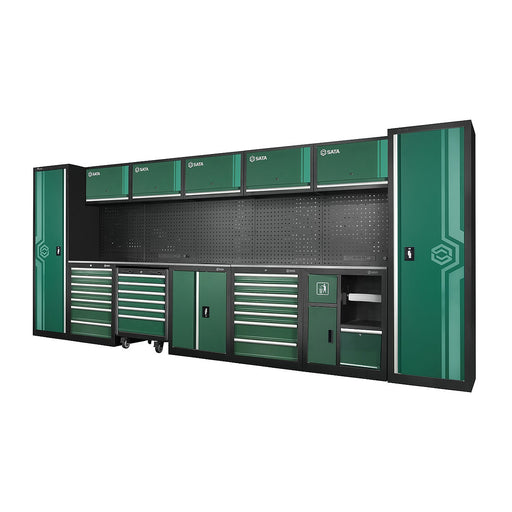 Hệ tủ dụng cụ SATA AE5990B modular workstation chuyên nghiệp cho gara ô tô, xưởng dịch vụ, tủ treo, tủ đứng, bàn thao tác Inox.