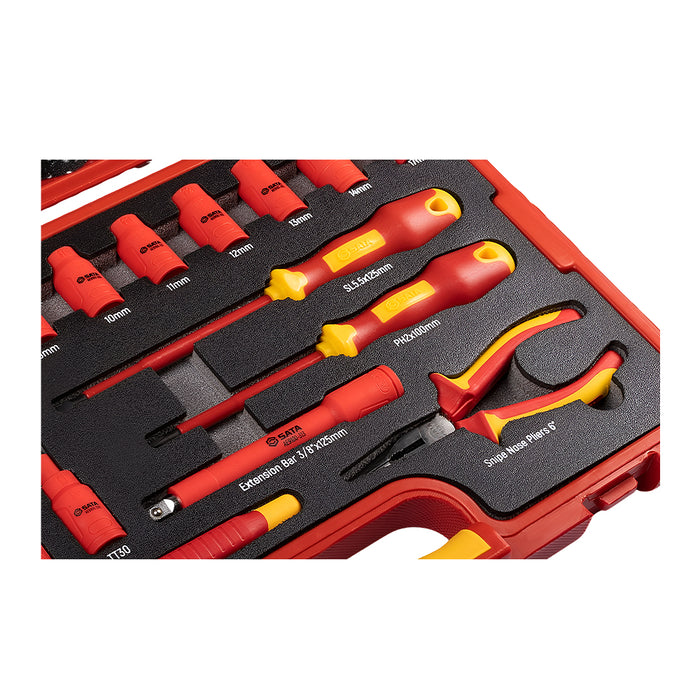 Bộ dụng cụ cách điện 1000V 20 chi tiết SATA AE9101, đạt chuẩn IEC/EN 60900