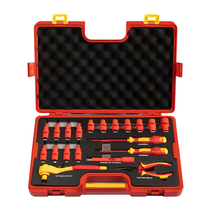 Bộ dụng cụ cách điện 1000V 20 chi tiết SATA AE9101, đạt chuẩn IEC/EN 60900