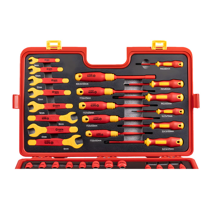 Bộ dụng cụ cách điện 1000V 39 chi tiết SATA AE9102, đạt chuẩn IEC/EN 60900