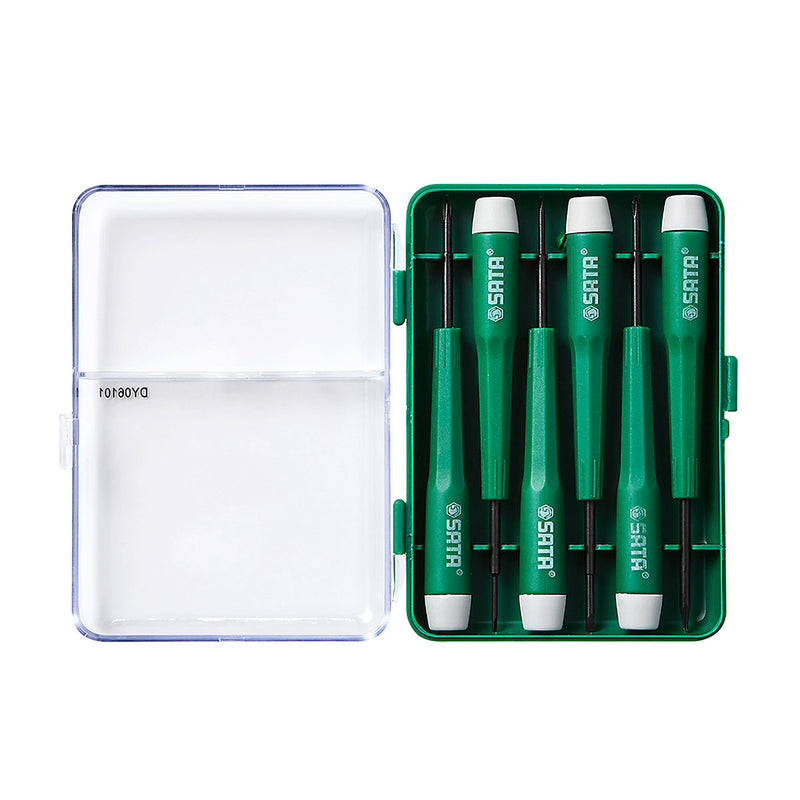 Bộ tua vít điện tử SATA DY06101 6 chi tiết, tua vít nhỏ, tua vít dẹp, tua vít bake, tua vít Torx, sửa chữa điện tử, dụng cụ DIY.