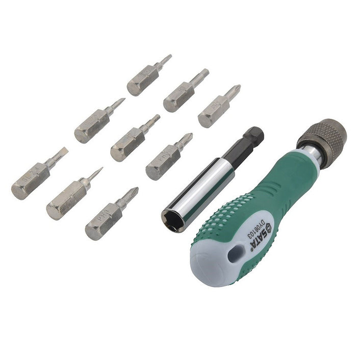 Bộ mũi vặn vít điện tử, kèm tay vặn 12 chi tiết SATA DY06103