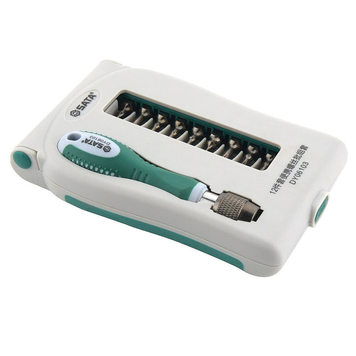 Bộ mũi vặn vít điện tử, kèm tay vặn 12 chi tiết SATA DY06103