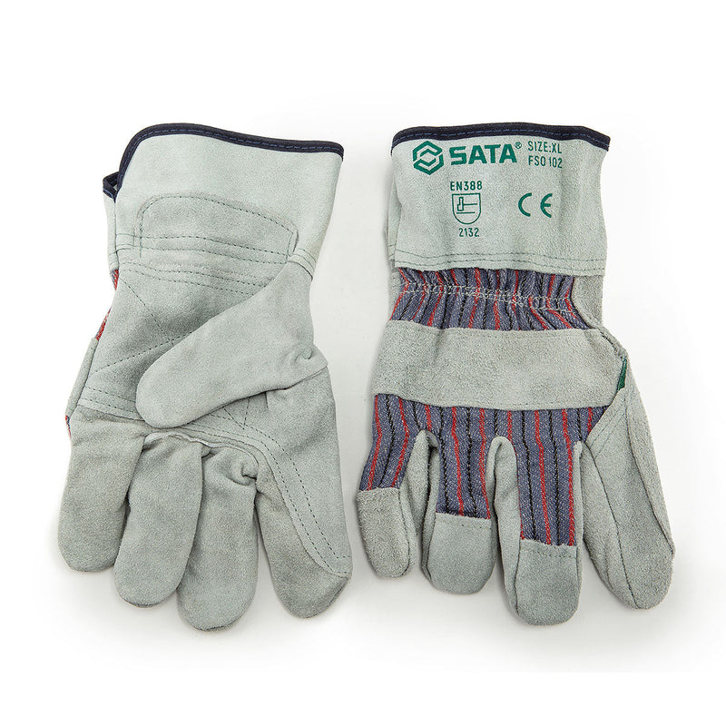 Găng tay bảo hộ chống cắt SATA chất liệu da bò