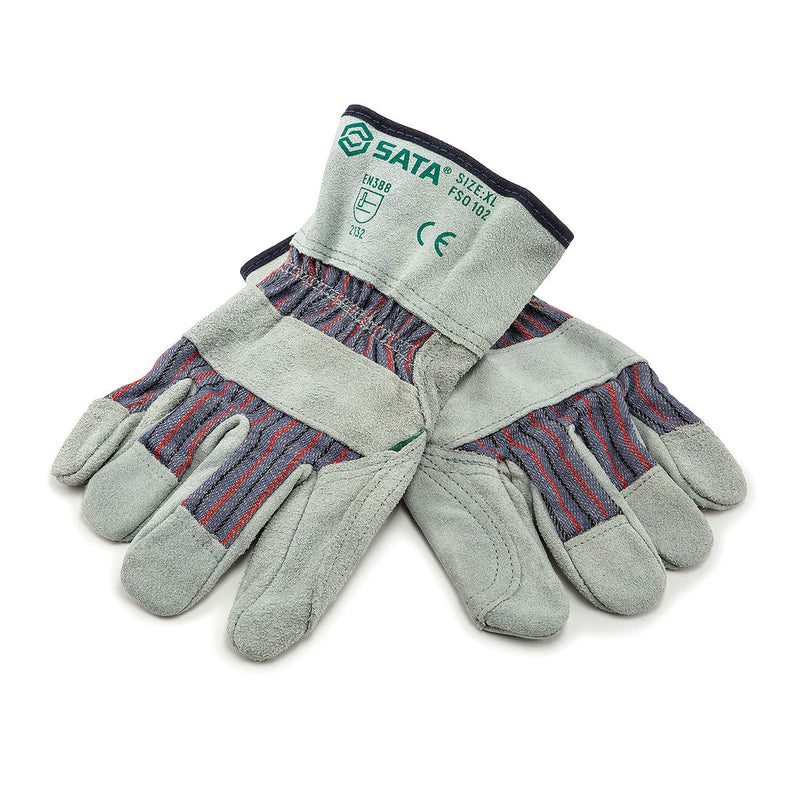 Găng tay bảo hộ chống cắt SATA chất liệu da bò