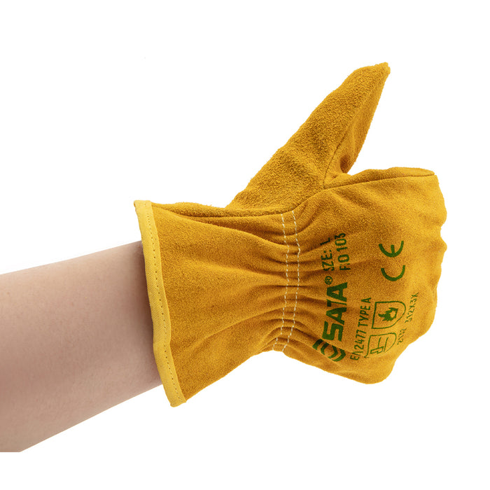 Găng tay bảo hộ chống cắt SATA FS0103 chất liệu da bò