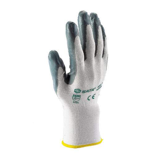 Găng tay bảo hộ SATA phủ Nitrile, chống dầu mỡ, bám tốt, thoáng khí, tái sử dụng