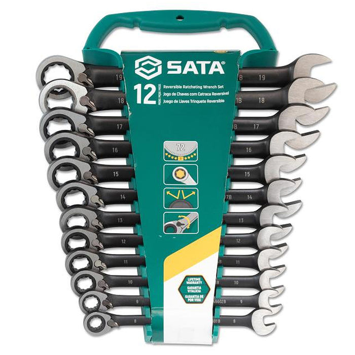 Bộ cờ lê vòng miệng tự động 12 chi tiết SATA ST08044B kích thước từ 8mm - 19mm