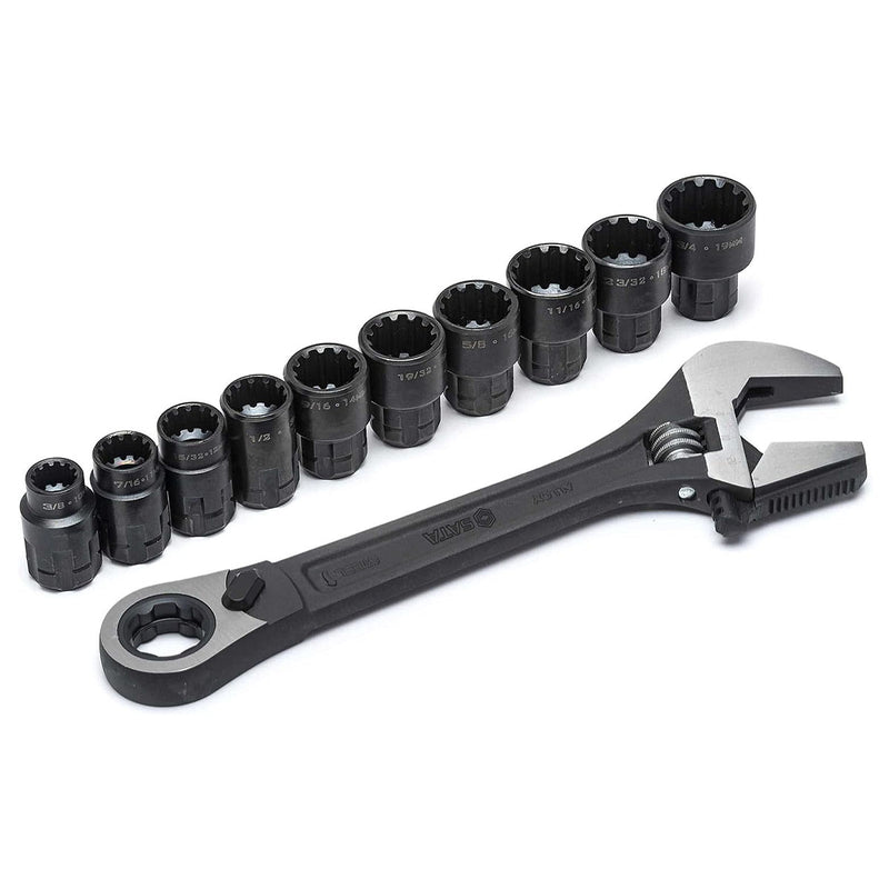 Bộ đầu tuýp X6 xuyên tâm, kèm mỏ lết tự động 11 chi tiết SATA ST09000