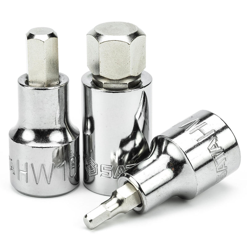 Bộ mũi vặn vít đầu lục giác, gắn đầu cốt siết bu lông 1/2 inch, 9 chi tiết SATA ST0905702