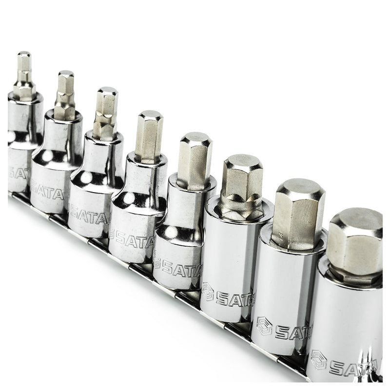 Bộ mũi vặn vít đầu lục giác, gắn đầu cốt siết bu lông 1/2 inch, 9 chi tiết SATA ST0905702