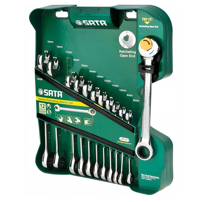 Bộ cờ lê vòng miệng tự động 12 chi tiết SATA ST09066-02 kích thước từ 8mm- 19mm