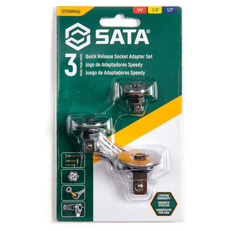 Bộ 3 đầu chuyển cốt SATA ST09084SJ dùng cho cờ lê vòng tự động, kích thước cốt từ 1/4 inch - 1/2 inch