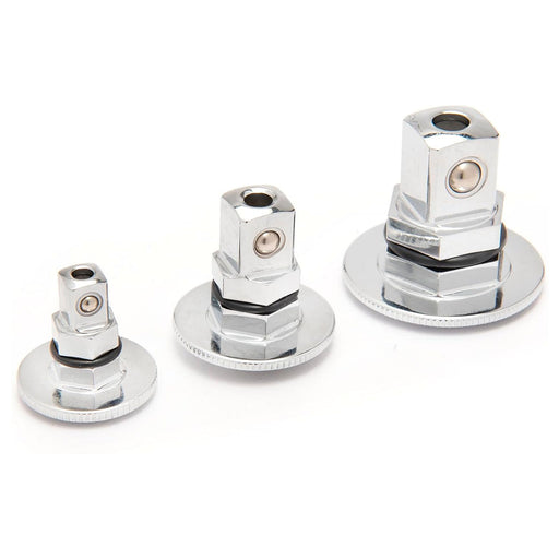 Bộ 3 đầu chuyển cốt SATA ST09084SJ: 10mm, 13mm, 19mm; thép Cr-V, mạ chrome, dùng cho cờ lê vòng tự động.