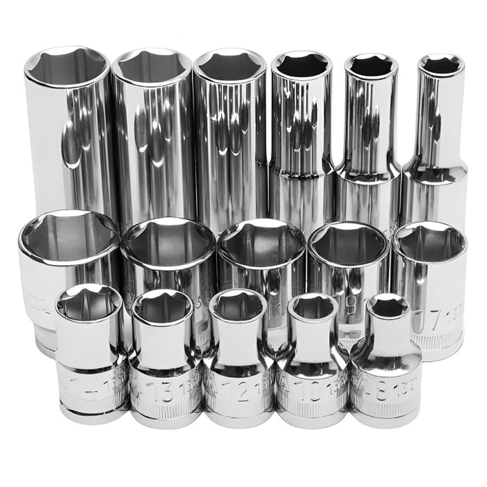 Bộ đầu tuýp hệ mét 16 chi tiết SATA ST09520 cốt 1/2 inch