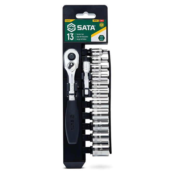 Bộ đầu tuýp, kèm cần siết tự động 13 chi tiết SATA ST09521G cốt 1/4 inch