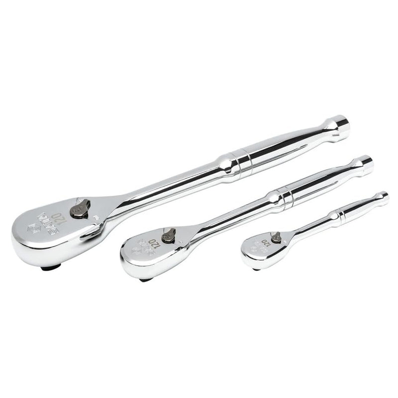 Bộ cần siết tự động SATA ST13975 3 chi tiết 120XP, 3 đầu cốt 1/4, 3/8, 1/2 inch, góc xoay 3°, thép Cr-V, mạ chrome bóng