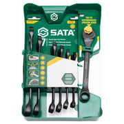 Bộ cờ lê vòng miệng 7 chi tiết SATA ST47530 mét, đen mờ, 8-17mm, đầu vặn nhanh X6-Spline.