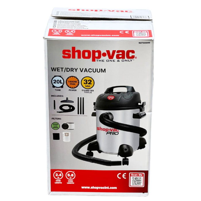 Máy hút và thổi bụi Shop-Vac 92722209 công suất 1800W, dung tích 20L, chất liệu Inox ( Hút khô & ướt )