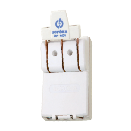 Cầu dao sứ 3 pha 60A SOPOKA, ngắt mạch điện công nghiệp 3P 60A 380V-600V, bảo vệ an toàn