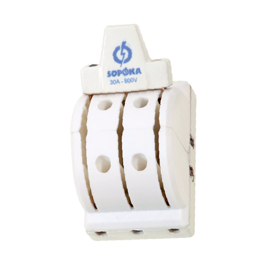 Cầu dao đảo chiều 3 pha 30A SOPOKA D26/D27, chuyển nguồn điện 3P-2N an toàn cho công nghiệp và dân dụng, đế sứ, tiếp điểm đồng.