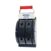 Cầu dao đảo chiều 3 pha SOPOKA 100A-600V vỏ đen, chuyển nguồn công nghiệp 3 cực, tay cầm đỏ.