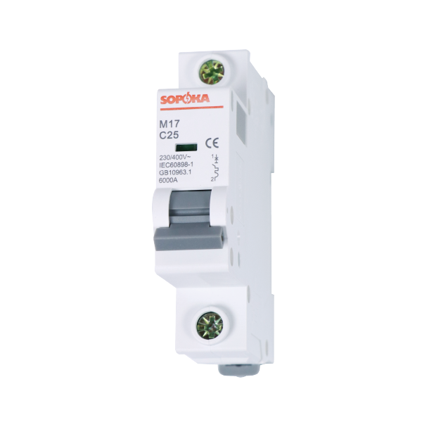 Cầu dao tự động MCB Sopoka M17/M20, tải danh định từ 2A ~ 125A, dòng cắt 6kA