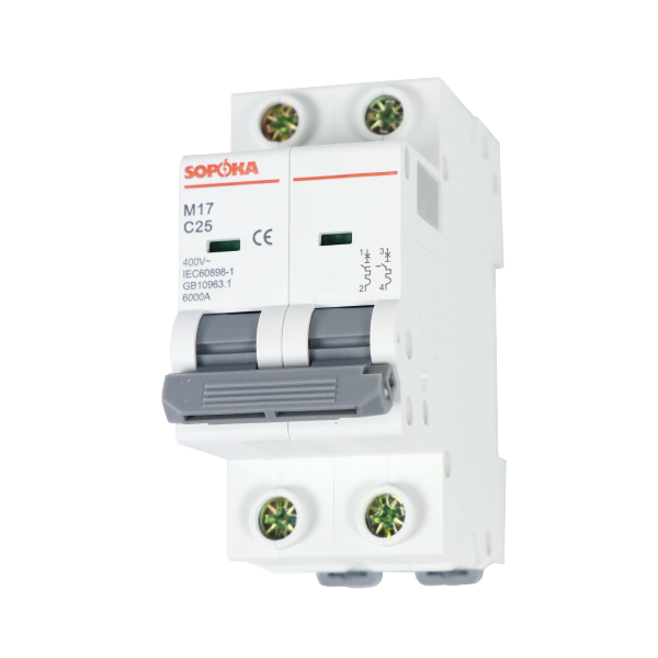 Cầu dao tự động MCB Sopoka M17/M20, tải danh định từ 2A ~ 125A, dòng cắt 6kA