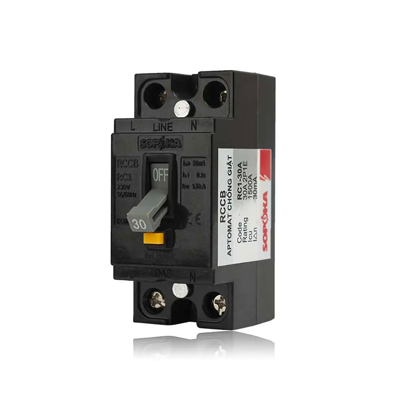 CB cóc chống giật 2P1E Sopoka RC1, tải danh định từ 10A ~ 40A, dòng cắt 1.5kA