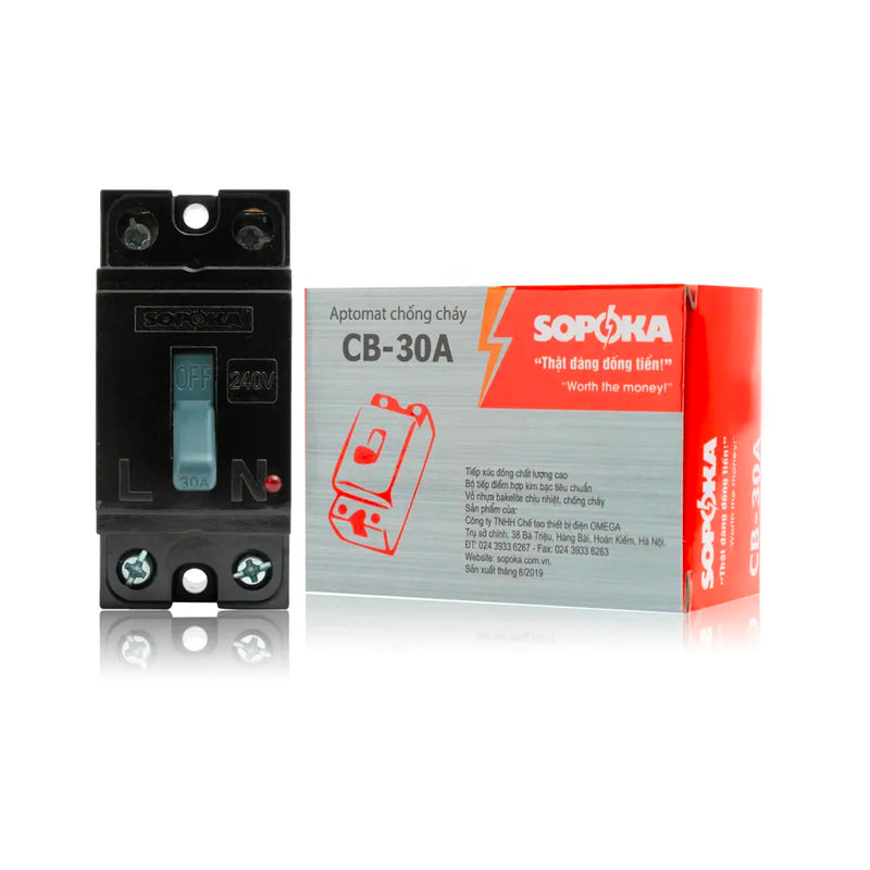 CB cóc 2P1E Sopoka HCB, tải danh định từ 10A ~ 40A, dòng cắt 1.5kA