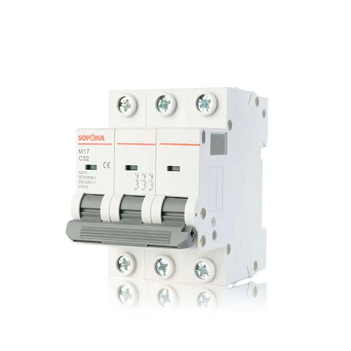 Cầu dao tự động MCB Sopoka M17/M20, tải danh định từ 2A ~ 125A, dòng cắt 6kA