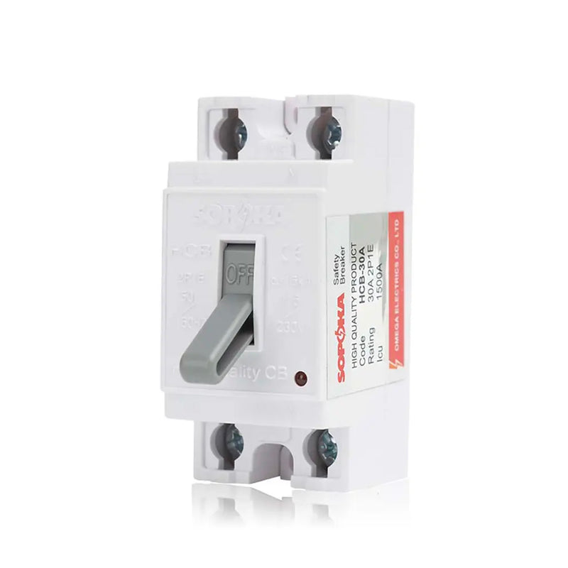 CB Cóc SOPOKA HCB 2P1E 30A bảo vệ quá tải chập mạch thiết bị điện gia đình.